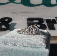 Platinum ART DECO c.1920's Euro cut diamond vintage estate antique ring