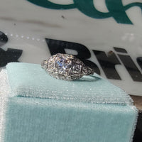 Platinum ART DECO c.1920's Euro cut diamond vintage estate antique ring
