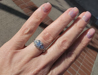 Platinum ART DECO c.1920's Euro cut diamond vintage estate antique ring
