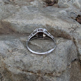 18k white gold c.1920's Art Deco garnet filigree ring