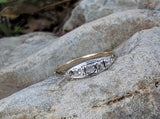 platinum top & 14k gold two tone rose cut diamond estate dainty band ring