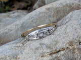 platinum top & 14k gold two tone rose cut diamond estate dainty band ring