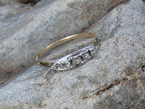 platinum top & 14k gold two tone rose cut diamond estate dainty band ring