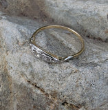 platinum top & 14k gold two tone rose cut diamond estate dainty band ring