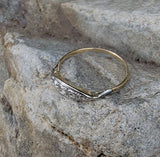 platinum top & 14k gold two tone rose cut diamond estate dainty band ring