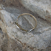 platinum top & 14k gold two tone rose cut diamond estate dainty band ring