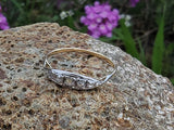 platinum top & 14k gold two tone rose cut diamond estate dainty band ring