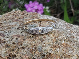 platinum top & 14k gold two tone rose cut diamond estate dainty band ring
