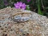 platinum top & 14k gold two tone rose cut diamond estate dainty band ring