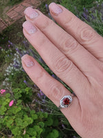 18k white gold c.1920's Art Deco garnet filigree ring