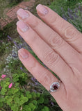 18k white gold c.1920's Art Deco garnet filigree ring
