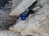 Platinum blue sapphire & baguette diamond estate ring