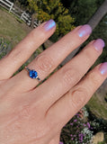 Platinum blue sapphire & baguette diamond estate ring