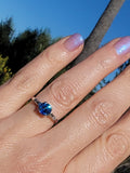 Platinum blue sapphire & baguette diamond estate ring