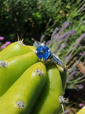 Platinum blue sapphire & baguette diamond estate ring