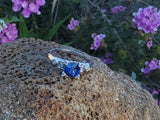 Platinum blue sapphire & diamond estate ring