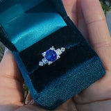 Platinum blue sapphire & diamond estate ring