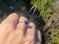 Platinum blue sapphire & diamond estate ring
