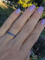 18k white gold diamond & blue sapphire stackable wedding band
