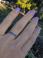 18k white gold diamond & blue sapphire stackable wedding band