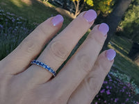 18k white gold diamond & blue sapphire stackable wedding band