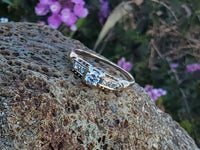 14k gold two tone diamond estate Deco ring -apx .16ct tw