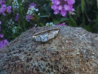 14k gold two tone diamond estate Deco ring -apx .16ct tw