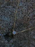 14k gold diamond bezel diamond pendant necklace