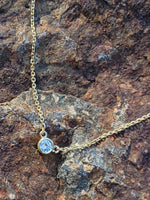 14k gold diamond bezel diamond pendant necklace
