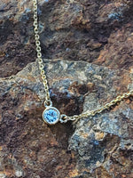 14k gold diamond bezel diamond pendant necklace