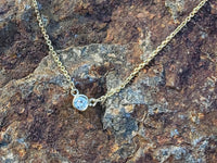 14k gold diamond bezel diamond pendant necklace