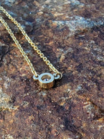 14k gold diamond bezel diamond pendant necklace