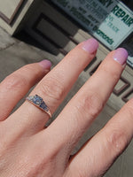 14k gold white gold c.1920's Art Deco diamond ring - apx .54ct tw