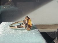 10k gold two tone Deco emerald cut CITRINE estate ring