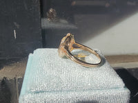 10k gold two tone Deco emerald cut CITRINE estate ring