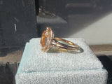10k gold two tone Deco emerald cut CITRINE estate ring