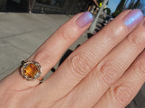 10k gold two tone Deco emerald cut CITRINE estate ring