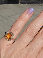 10k gold two tone Deco emerald cut CITRINE estate ring