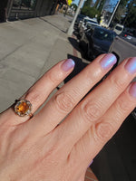10k gold two tone Deco emerald cut CITRINE estate ring