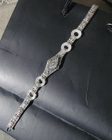 14k white gold c.1920's Art Deco filigree diamond & camphor bracelet