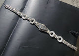 14k white gold c.1920's Art Deco filigree diamond & camphor bracelet