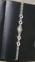 14k white gold c.1920's Art Deco filigree diamond & camphor bracelet