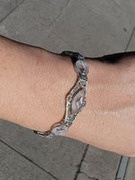 14k white gold c.1920's Art Deco filigree diamond & camphor bracelet