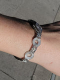14k white gold c.1920's Art Deco filigree diamond & camphor bracelet