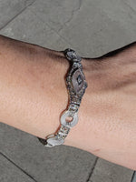 14k white gold c.1920's Art Deco filigree diamond & camphor bracelet