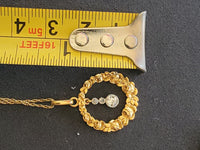 14k gold Edwardian diamond flower rose floral wreath necklace pendant lavaliere