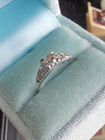 14k gold white gold c.1920's Art Deco diamond ring - apx .54ct tw