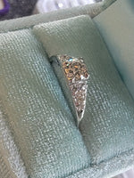 14k gold white gold c.1920's Art Deco diamond ring - apx .54ct tw