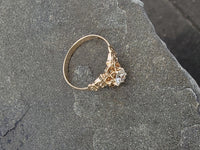 14k yellow gold old mine cut diamond solitaire antique estate ring - apx .33ct