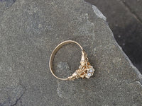 14k yellow gold old mine cut diamond solitaire antique estate ring - apx .33ct